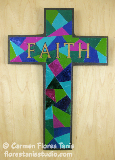 Foiled Faux Stained Glass Cross