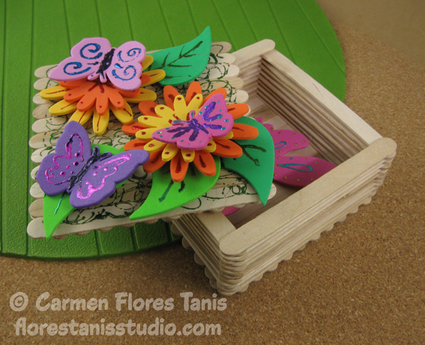 Springtime Decorated Wooden Popsicle Stick Box