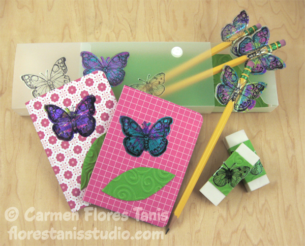 Back to School Glittery Butterfly Pencil Box Set